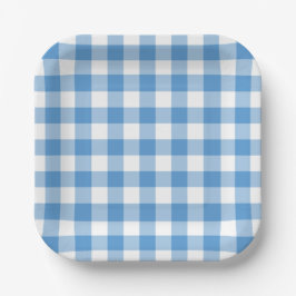 Light Blue White Gingham Pattern Pappteller