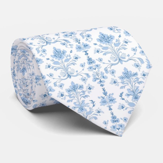  Light blue white neck tie Krawatte (Gerollt)