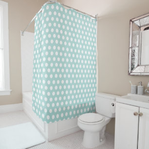 Light Blue White Polka Dot Pastel Duschvorhang