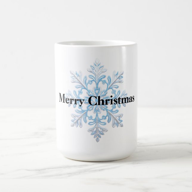 Light Blue White Snowflakes Weihnachten Kaffeetasse (Mittel)