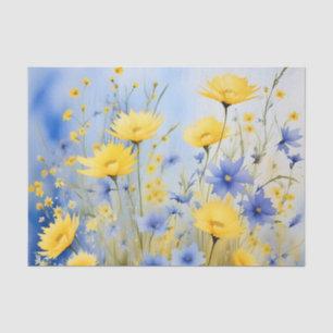 Light Blue Wiadow mit empfindlichen Wildblumen Seidenpapier
