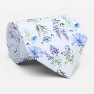 Light Blue Wildblumen Neck Tie Krawatte