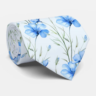 Light Blue Wildblumen Neck Tie Krawatte