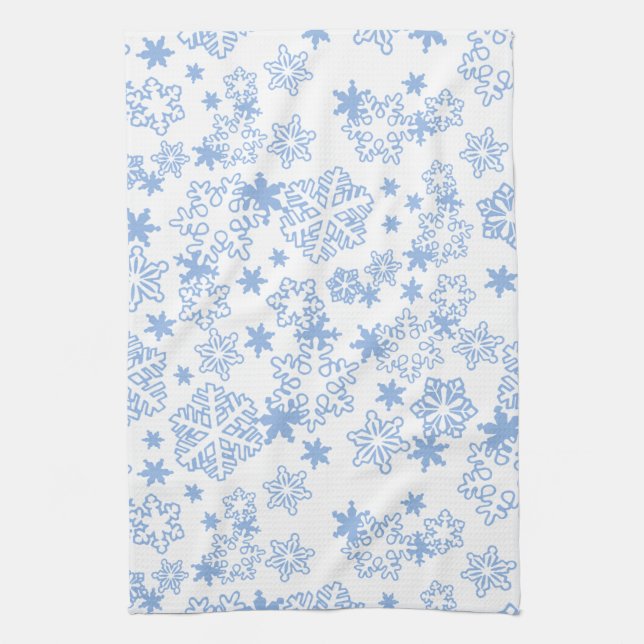 Light Blue Winter Snowflake Muster Geschirrtuch (Vertikal)