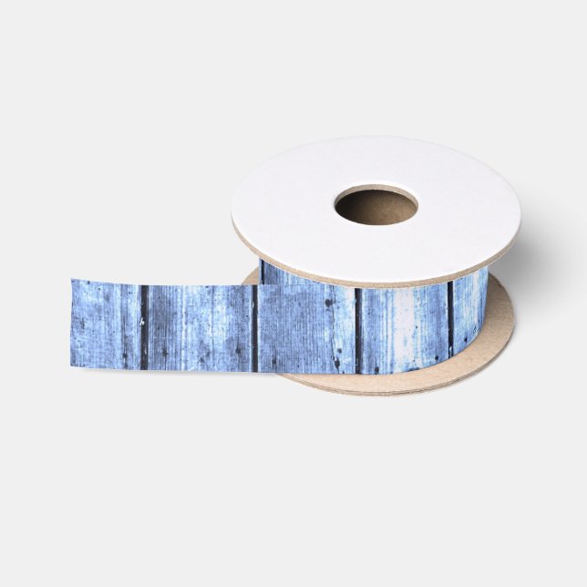 Light Blue Wood Planked Ribbon Satinband (Spule)