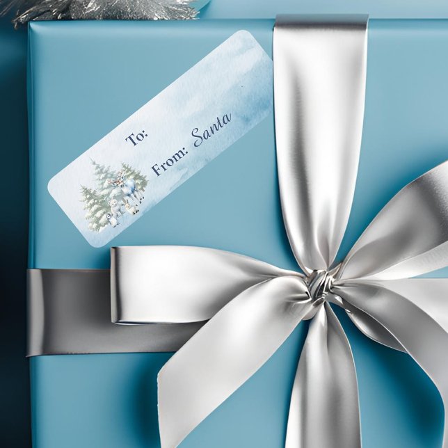 Light Blue Woodland Animes Weihnachtsgeschenksiege (Woodland creatures gift label sticker)