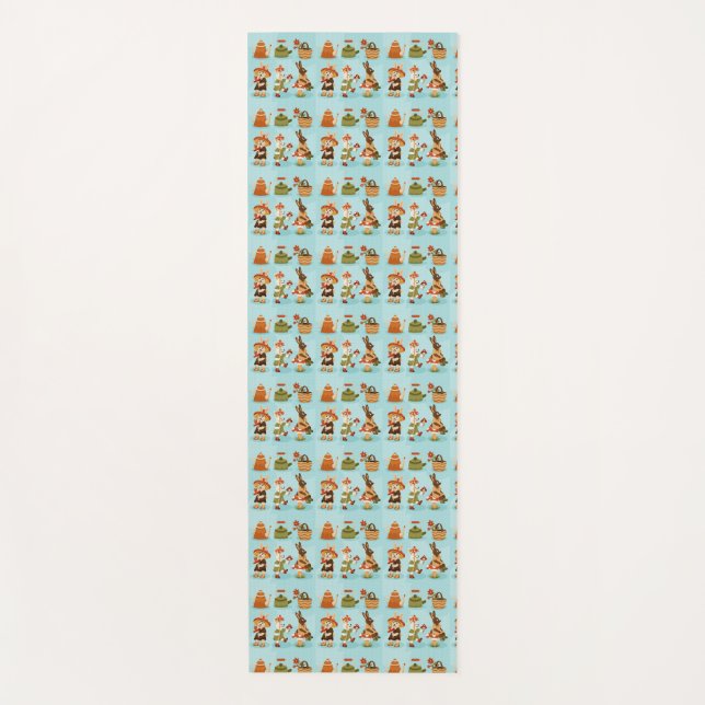 Light blue wrapping paper featuring a repeated  yogamatte (Vorderseite)