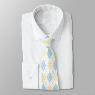 Light Blue & Yellow Rauten Necktie Krawatte