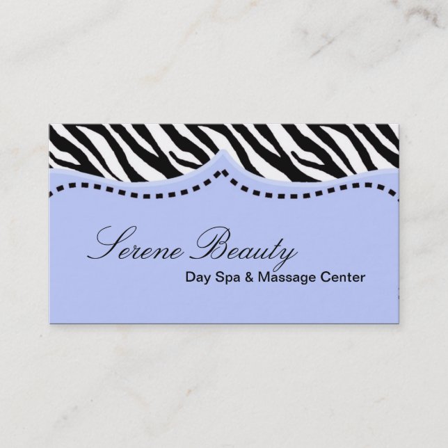 Light Blue Zebra Print Animal Business Card Visitenkarte (Vorderseite)