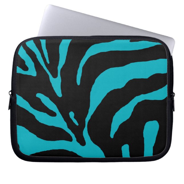 Light Blue Zebra Stripe Animal Print Laptopschutzhülle (Vorderseite)