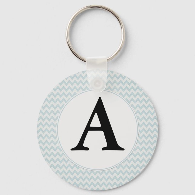 Light Blue Zickzack Monogram Schlüsselanhänger (Vorderseite)