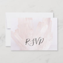 Light Blush Pink Crystals Wedding RSVP Replik Card