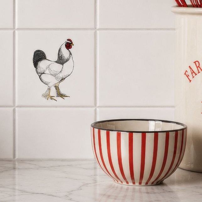 Light Brahma Rooster - Elegantes Vintages Huhn Fliese (Von Creator hochgeladen)