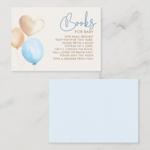 Light Brown and Blue Balloons Baby Showbücher Begleitkarte