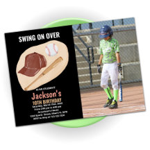 Light Brown Baseball Geburtstagseinladungen mit Fo