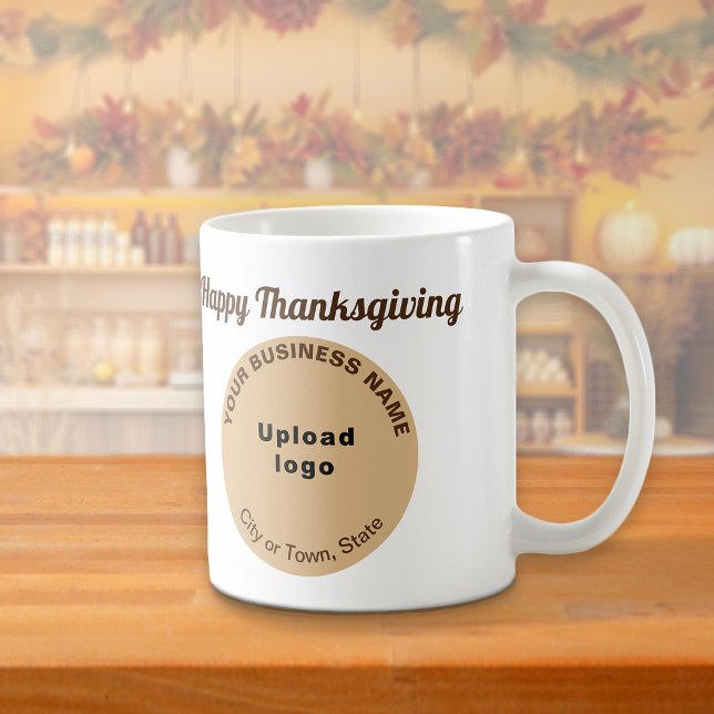 Light Brown Business Brand | Erntedank | Mug Kaffeetasse (Light brown business brand with Thanksgiving greeting on mug)