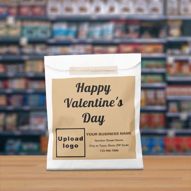 Light Brown Business Brand; Valentine; Papiertüte Geschenktütchen (Light brown business brand with Valentine greeting on paper bag.)