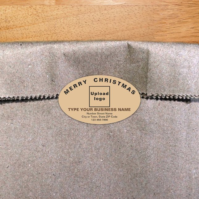 Light Brown Christmas Business Oval Shape Sticker (Von Creator hochgeladen)