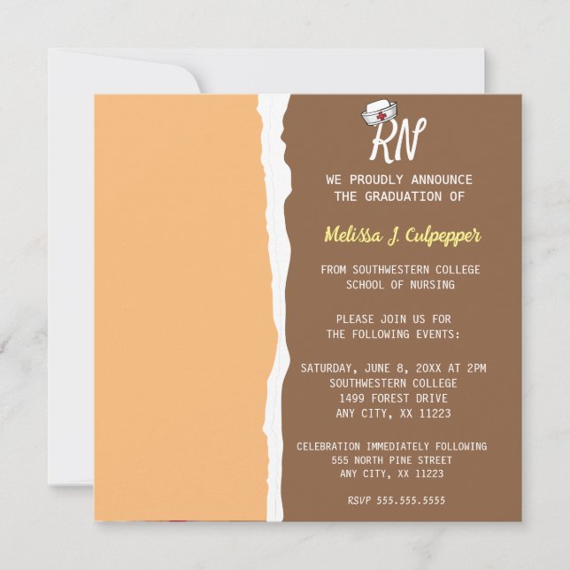 Light Brown Foto Nursing Pinning Zeremonie Einladung (Vorderseite)
