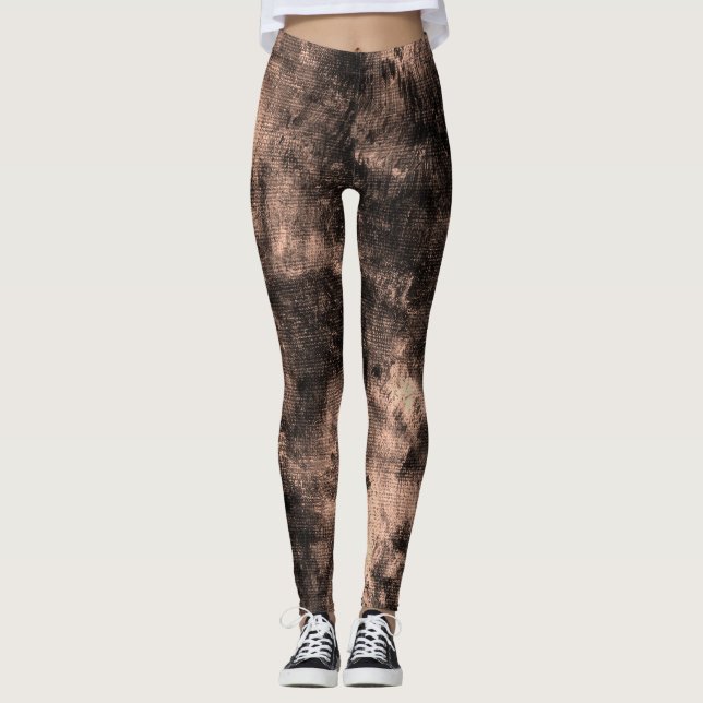 Light Brown Grunge Textured Spandex Leggings (Vorderseite)