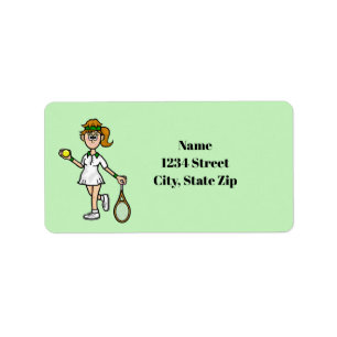 Light Brown Hair Female Tennis Player Labels Adressaufkleber