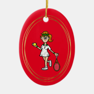 Light Brown Hair Female Tennis Player Ornament