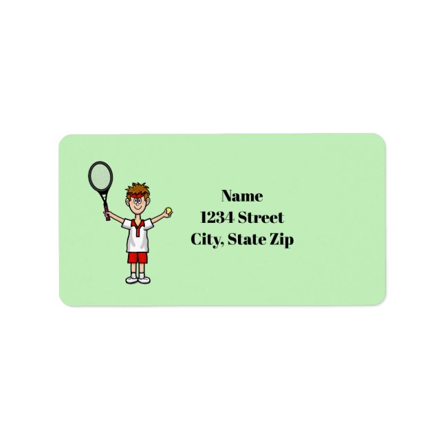 Light Brown Hair Male Tennis Player Labels Adressaufkleber (Vorne)