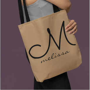 Light Brown Medium Tote Bag mit ihrem Namen