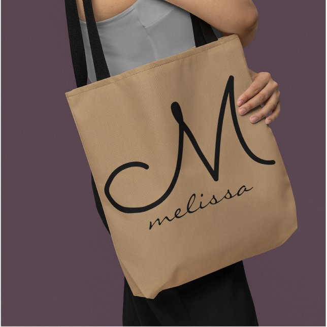Light Brown Medium Tote Bag mit ihrem Namen (Von Creator hochgeladen)