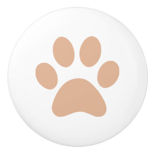 Light Brown Paw Print Keramikknauf