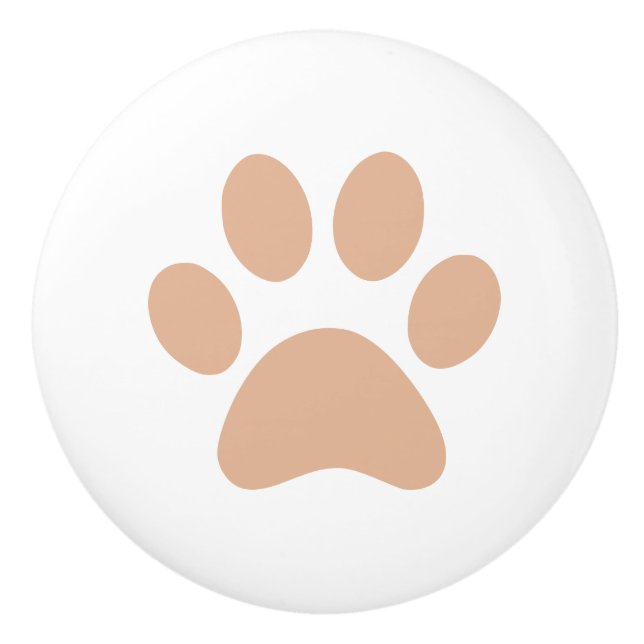 Light Brown Paw Print Keramikknauf (Vorderseite)