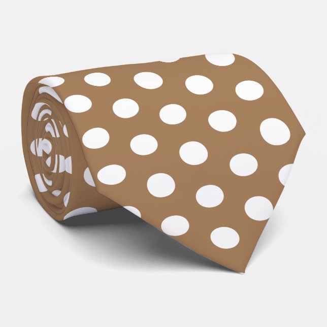 Light Brown Polka Dots Hochzeit Neck Tie Krawatte (Gerollt)