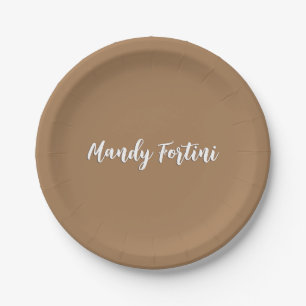 Light Brown Schlicht Elegante Minimalistische Kall Pappteller