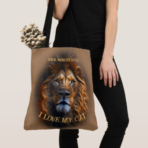 Light Brown Town Bag "I Liebe My Cat" Individuelle