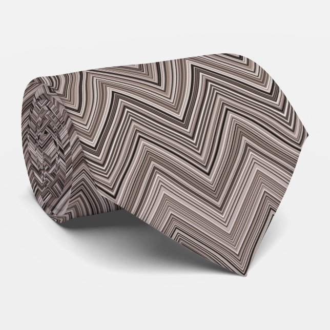 Light Brown Zigzag Muster Krawatte (Gerollt)