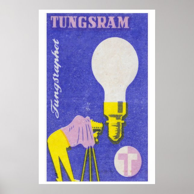 Light Bulb & Camera Matchbox Art Print, Hungarian Poster (Vorne)
