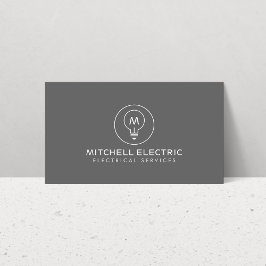 LIGHT BULB MONOGRAM LOGO on GRAY for ELECTRICIANS Visitenkarte