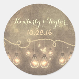 Light Bulbs - String Lights Wedding Runder Aufkleber