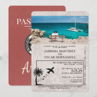 Light Burgundy Aruba Pass Einladung zur Hochzeit