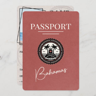 Light Burgundy Bahamas Passport Save the Date