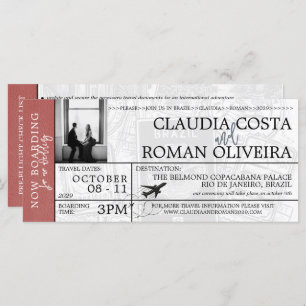 Light Burgundy Brazil Wedding Boarding Pass