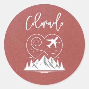 Light Burgundy Colorado Passport Runder Aufkleber