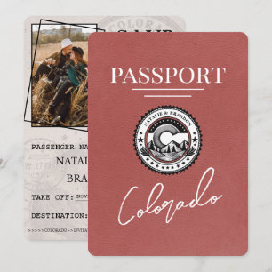 Light Burgundy Colorado Passport Save the Date