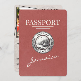 Light Burgundy Jamaica Passport Save the Date