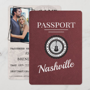 Light Burgundy Nashville Passport Save the Date