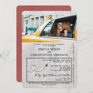 Light Burgundy New York City Passport Wedding Einladung