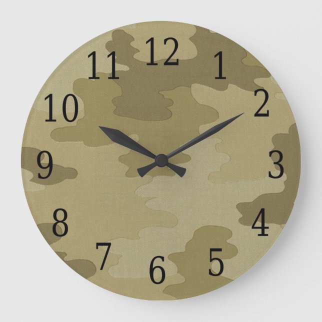 Light Camouflage Round Clock Große Wanduhr (Vorderseite)