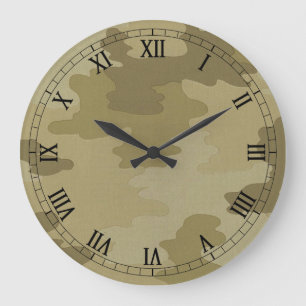 Light Camouflage Round Roman Numerals Clock Große Wanduhr