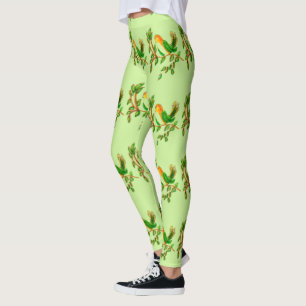 Light Celery Green und Birds Leggings