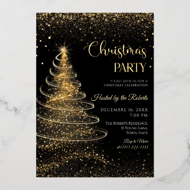 Light christmas tree Birthday Foil Invitation Folieneinladung (Vorderseite)